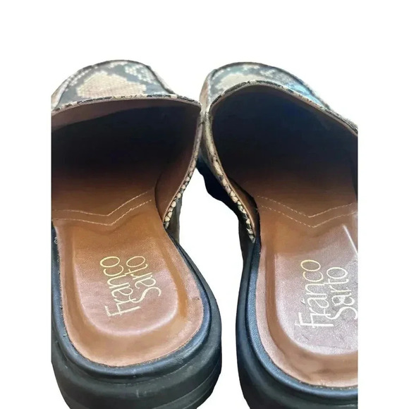 Franco Sarto Tan Mules Snakeskin Slip On Bocca Slide Shoes Size 8M - Picture 3 of 5